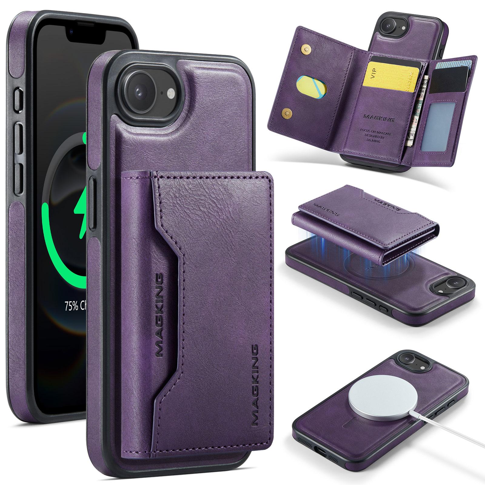 

MAGKING K2 Series For iPhone 16e Case Compatible with MagSafe PC+TPU+PU Phone Cover Purple
