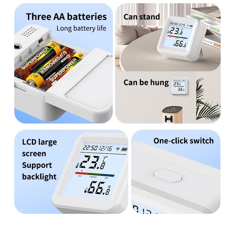 Smart WiFi Temperature & Humidity Sensor - Indoor Wireless Thermometer Hygrometer with Mobile Remote Monitoring