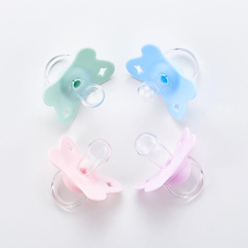 Baby mit Deckel Schmetterlingsform Rund und Flach Schnuller Silikon Schlaf Schnuller Neugeborenes Beiß Knabber Zubehör