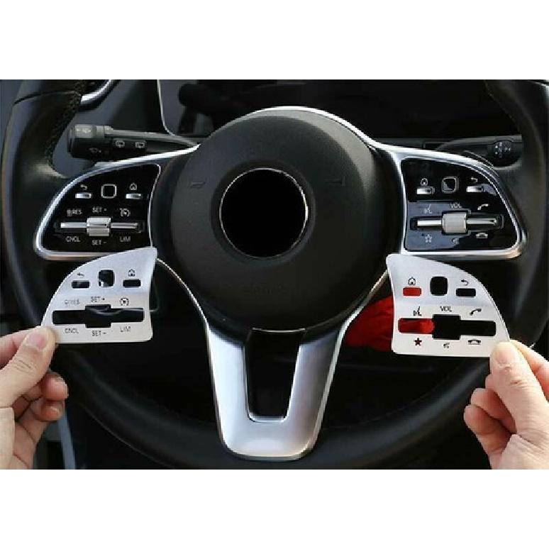 Cover Trim For Benz E-Class W213 Steering Wheel Silver Steel Button Frame 16-21