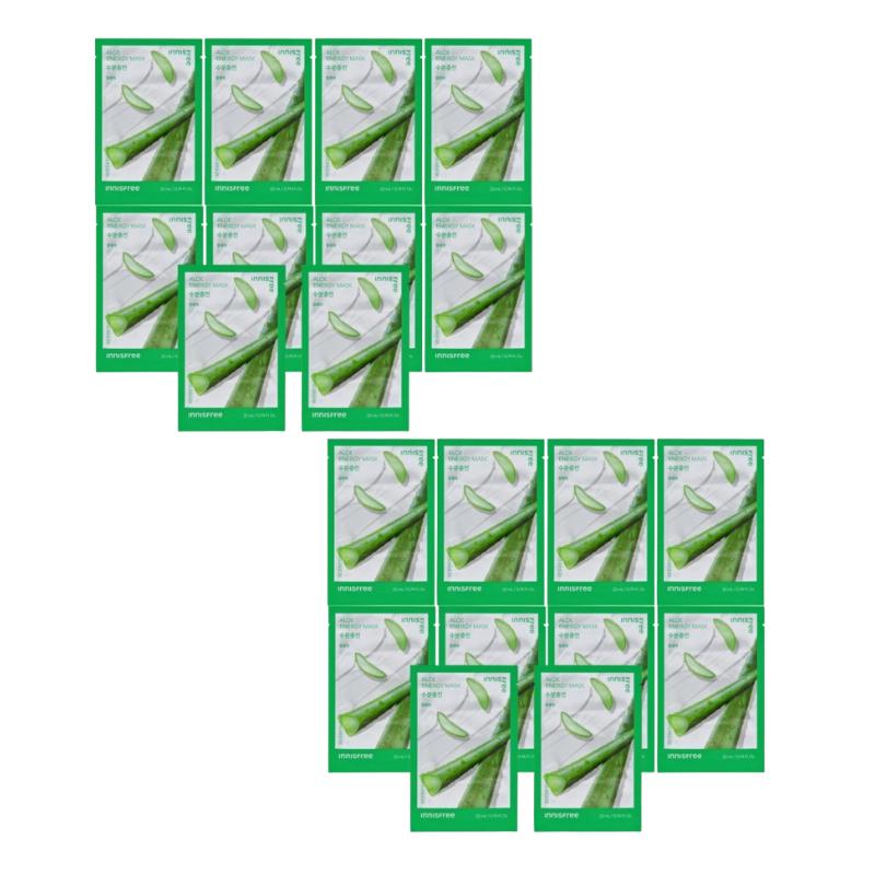 Innisfree Aloe Energy Mask 22ml X 10 Sheets | Soothing & Hydrating Sheet Mask with Aloe Vera Extract | Korean Skincare