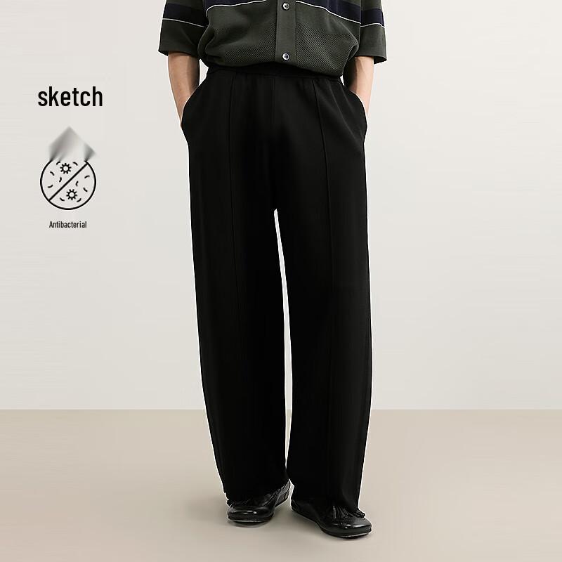 

CROQUIS Men s 2025 Spring Loose Pattern Wide-leg Knit Pants M