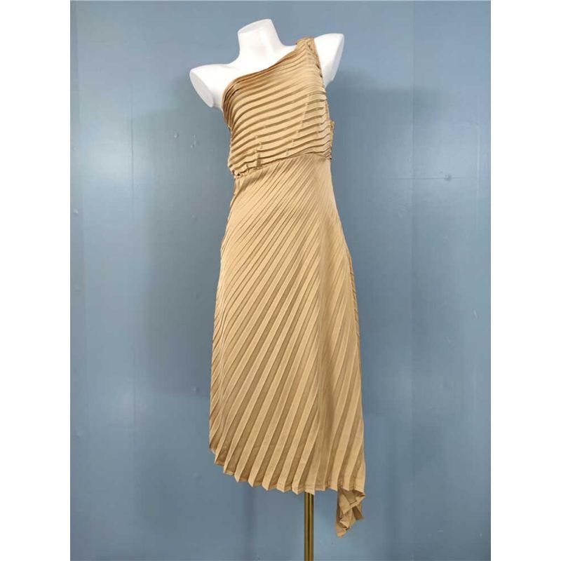 Export Sexy One-Shoulder Diagonal Collar Ruched Asymmetrical Beautiful Casual All-Matching Elegant Elegance Retro Fashion Dress