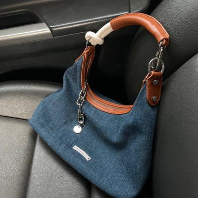 Niche Design Denim Underarm Bag Women's 2023 New Large-capacity Tote Bag Fashionable Shoulder Bucket Bag