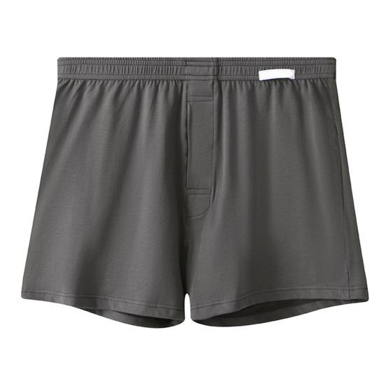 Men Boxer Underwear Open Design Button Placket Mid-rise Elastic Waistband Shorts Briefs Solid Color Loose Fit Underwear