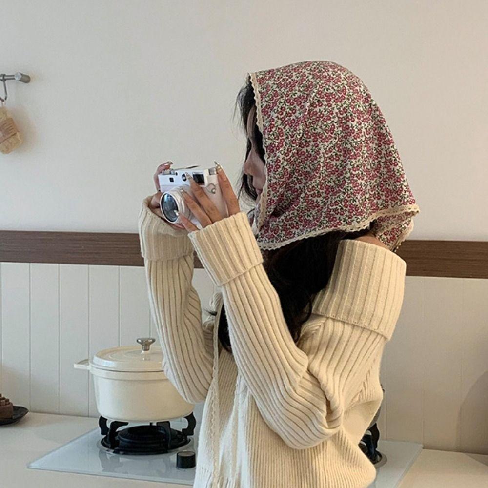 Pastoral Style Summer Triangle Headscarf Turban Triangular Hair Band  Vacation