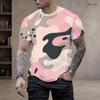 Men Plus Size Round Neck Short Sleeve Forest Camo Printed Straight Hem T Shirt