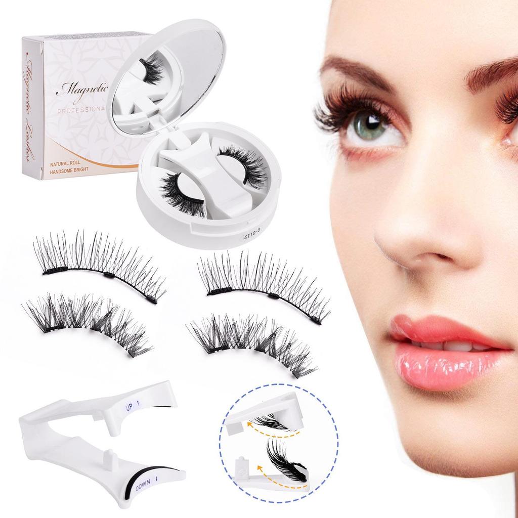 New Magnetic False Eyelashes Set: Colored, Glue-Free, One-Piece Design with Integrated Box.