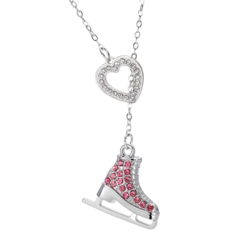 Collana Ghiaccio Pattini Colori Caramella con Dettagli in Cristallo e Tema Sportivo Cartoon per un Fascino Giovanile