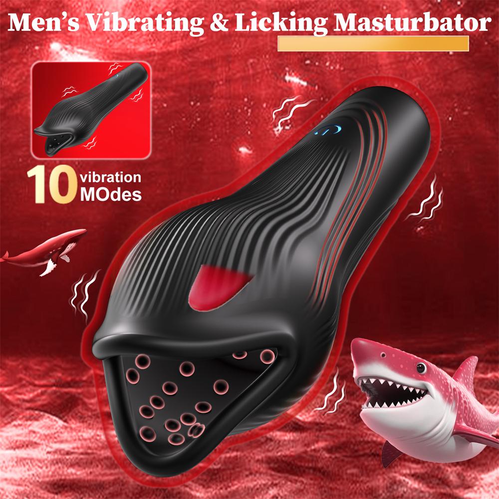 Powerful Blowjob Male Masturbator Cup Tongue Licking Glan Stimulation Vibrator Penis Massager Delay Trainer Sex Machine Sex Toys