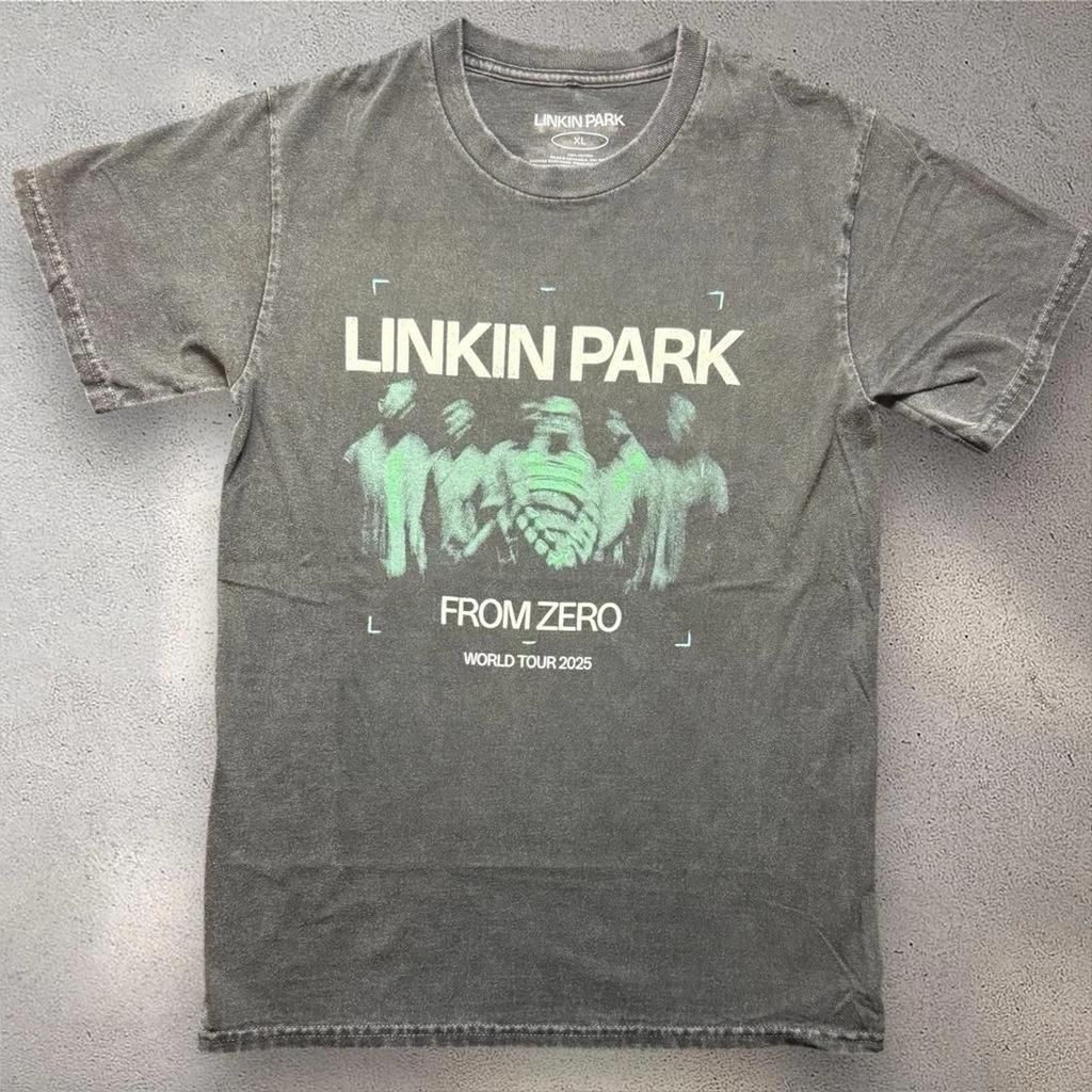 Linkin Park From Zero World Tour 2025 Graphic T- Shirt Gray Acid Wash Mens Small