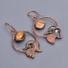 Sacral Chakra Tiger Eye Gemstone Copper Electroformed Hook Drop Earrings Jewelry V-43