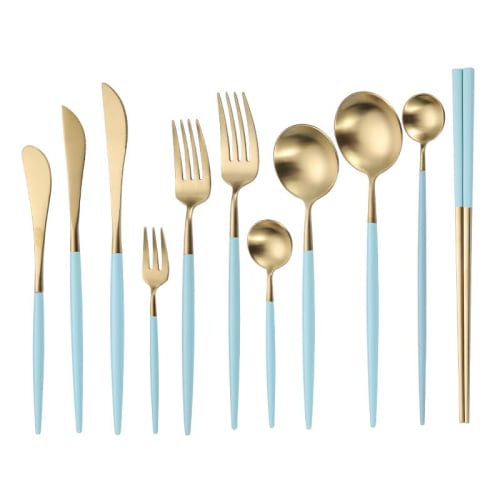 KOOLIYU 4-Piece Cutlery Set (2 Coffee Spoons + 2 Fruit Forks) - Mini Spoons, Mini Forks, Teaspoon, and Cake Fork. Dishwasher-Safe. Stainless Steel Cut