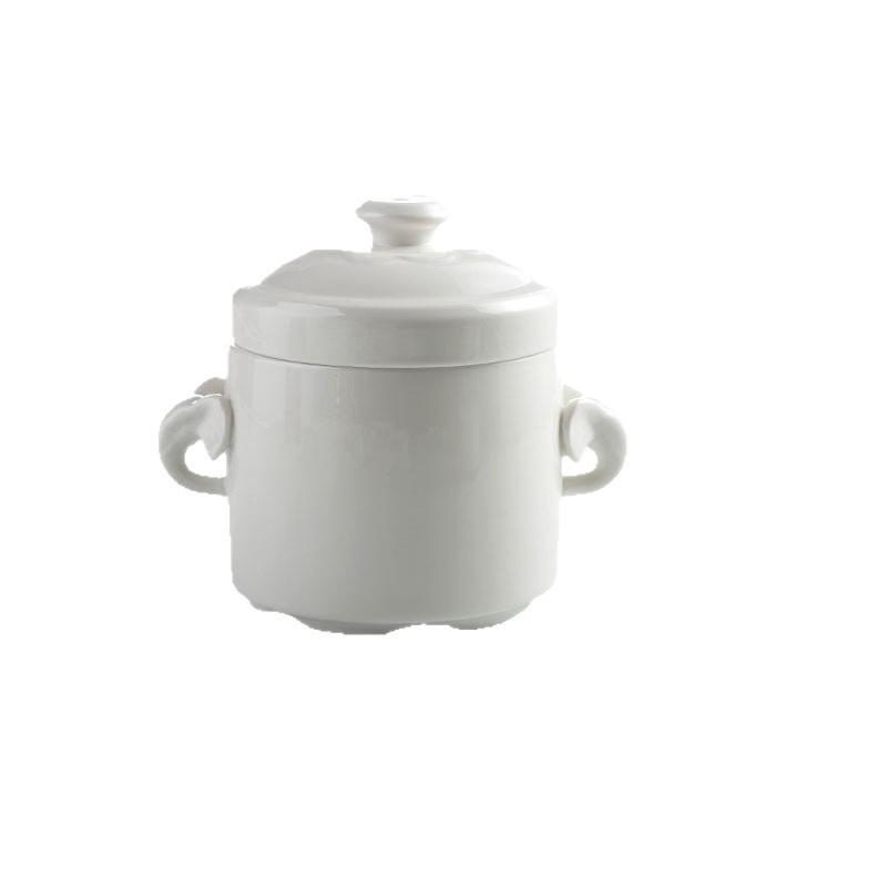 Ceramic Double Lid Stew & Soup Pot with Double Ears for Steaming & Stewed Eggs