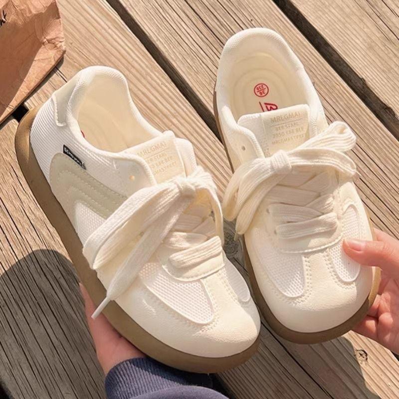 Dexun shoes women's 2025 new popular fashion niche versatile white shoes round head breathable mesh surface not tired feet shoes