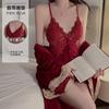 Women's Plus Size Velvet Push Up Padded Cami Sleep Dress with Robe Lounge Set