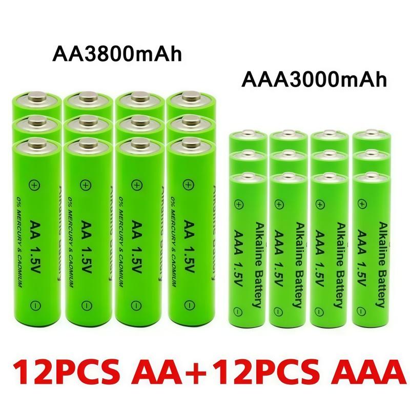 1.5V AA 3800mAh AAA 3000mAh Rechargeable Alkaline Batteries, Stable Performance for Cameras MP3 Players and Radios