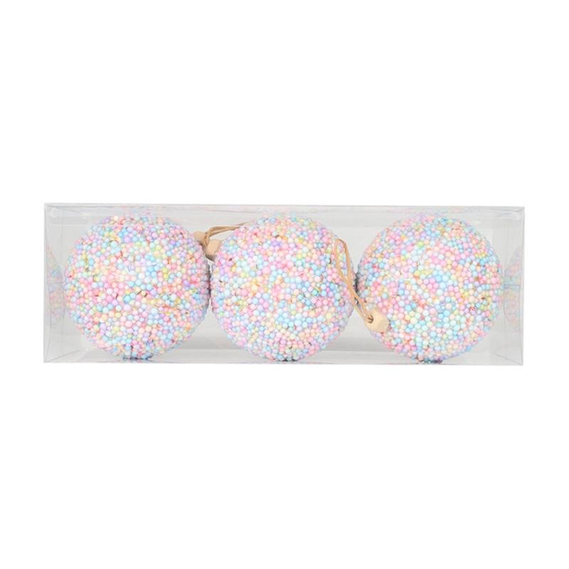 

3Pieces Macaron Color Foam Baubles Decoration Christmas Tree Ornament Enhances Holiday Spirit In Homes And Offices