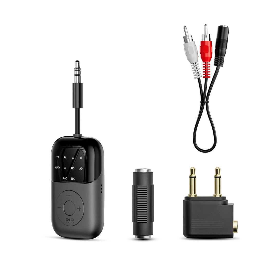 Bluetooth Transmitter Dual Mic Wireless Bluetooth Audio Adapter for Gym 5.4 Transmitter/Receiver 2-in-1 - Pairing, 24-Hour Playback, Built-in - TV,