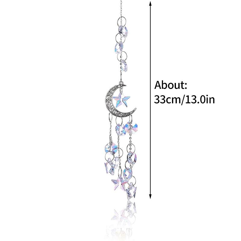 Hanging Crystal Wind Chimes Sun Catcher Fairy Butterflies Stained Glass Sun Catcher Window Drop Bell for Room Garden Decor
