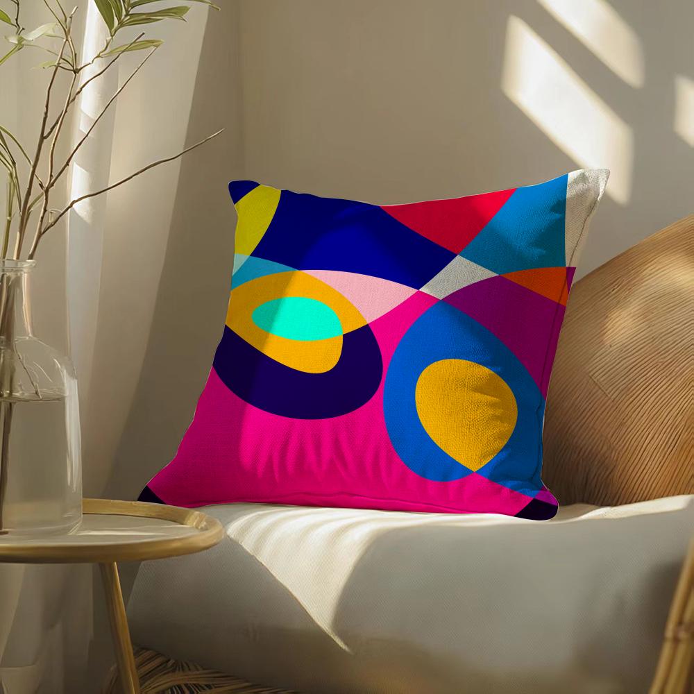 Abstractcurvecontrastingcolors Pillow Case Pillowcase, Double-Sided Printed, Sofa Cushion, Bedroom Headboard