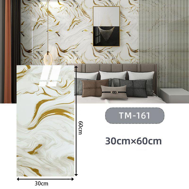 60*30cm Thickened Gold Foil Self-Adhesive Tile Sticker, Faux Ceramic Tile Wallpaper Waterproof  Wallsticker Kitchen & Living Room Decor