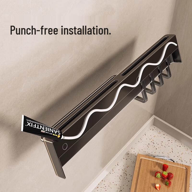 MUYA 2025 Modern No-Drill Wall-Mounted Carbon Steel Kitchen Knife Rack