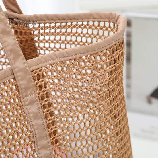 Beach Bag Large Capacity Summer Travel Mesh Tote Bag with Large Pocket Sand-proof Woven Shoulder Handbag