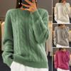 Women Sweater Round Neck Long Sleeve Twist Texture Knitting Tops Solid Color Loose Fit Retro Pullover Tops