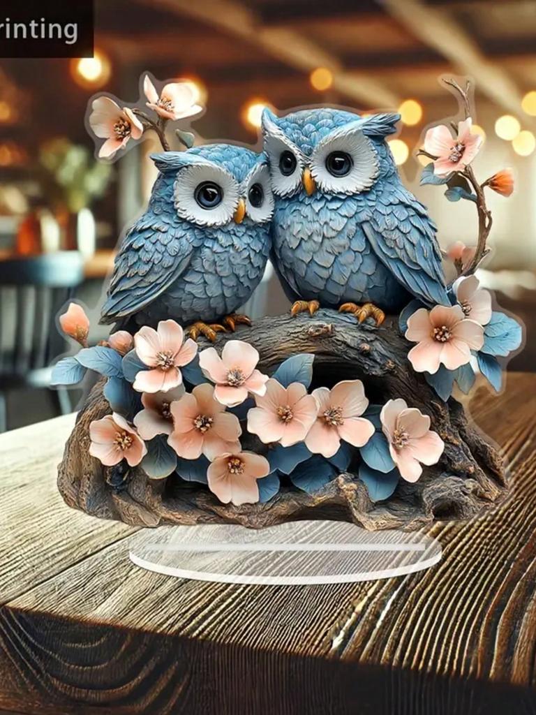 1 Eulenfamilien-Ornament, Sammlerstück im Anime-Stil, Heimdekoration, Bürodekoration, perfekt als Geschenk und Dekoration!