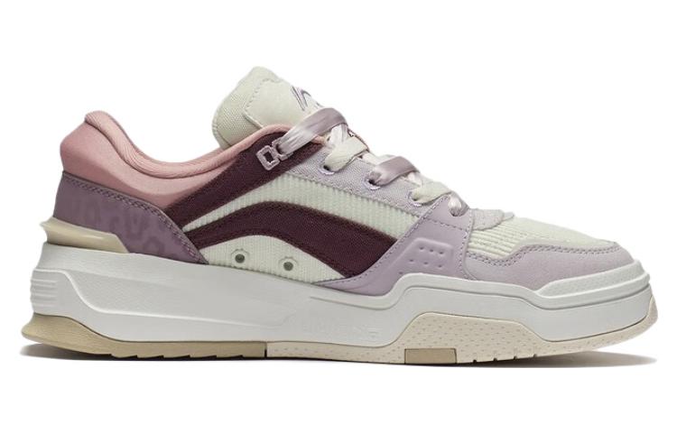 Li Ning Ginseng & Starlight Canchun Leather Low Top Skateboard Shoes Women's White Purple AGCS246-4