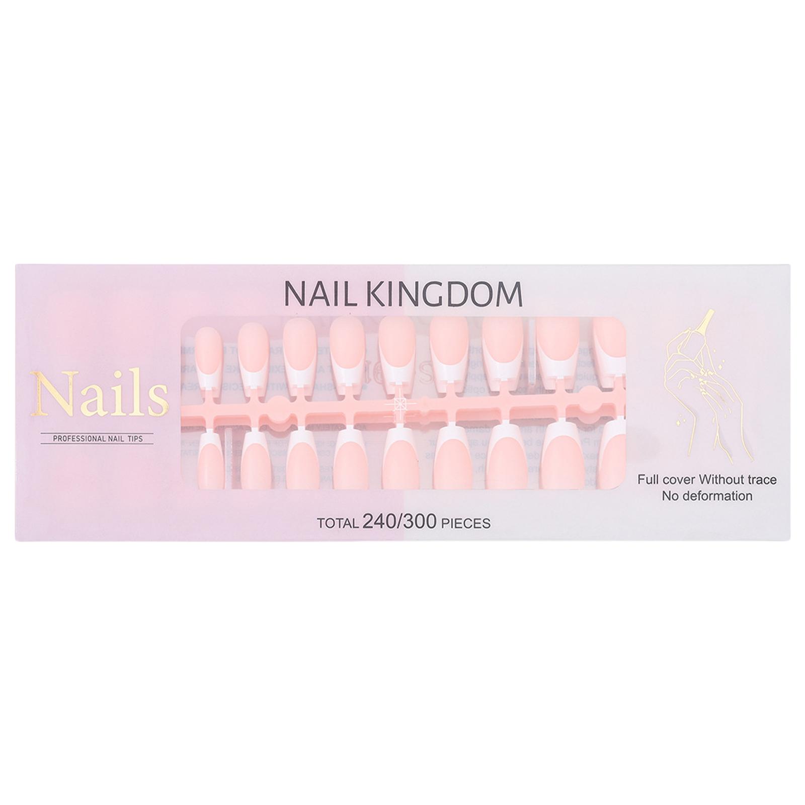 

240 шт. Короткие накладные ногти Французский кончик Накладные ногти Миндалевидные Полное покрытие Наклейки для ногтей Носимые Накладные ногти для женщин Девушек C