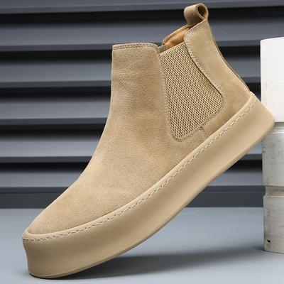 Genuine Leather Mens Chelsea Boots Comfy Thick Bottom Ankle Boots for Men Vintage Outdoor Business Casual Boots Mocassin