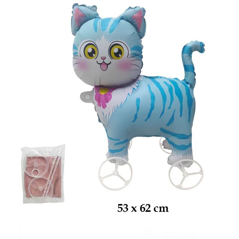 1Pcs Cartoon Animal Foil Balloon, Walking Standing Balloon With Wheels, Kids Birthday Party Decor, Baby Shower Accessories