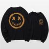 Japanese long-sleeved T-shirt men's summer tide personality graffiti smiley face print little devil grimace Hong Kong style loose top