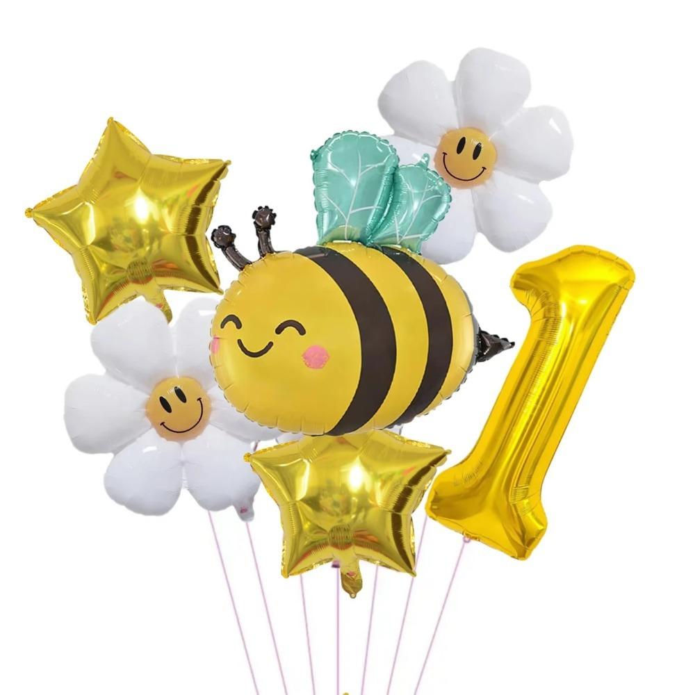 6 Bee Daisies 32 Inch Digital Aluminum Film Balloon Set Children S Birthday Balloon Party Decoration Arrangement Bee Digital 1 Set