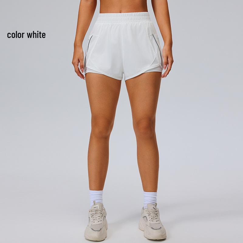 Women's Quick-Dry Three-Quarter Running Shorts with Inner Lining and Double Layer for Fitness