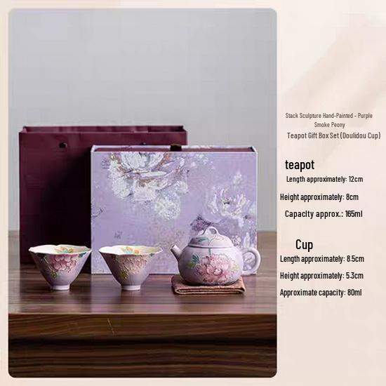 Peony Lid Bowl & Kung Fu Tea Set: Exquisite Ceramic Tea Brewing Gift Box for Friends