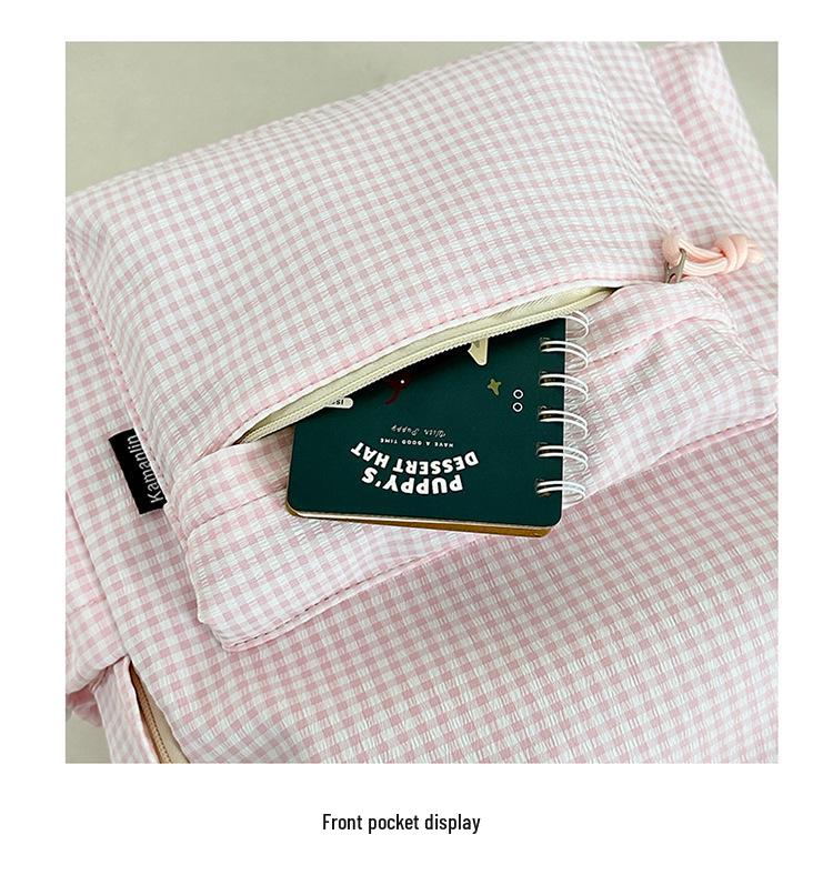 Cross-Border High-Value Soft Plaid Backpack for Girls - Large Capacity for Middle, High School, & College Students