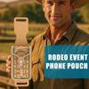 Western Saddle Phone Holder Faux Leather Pouch Fits Saddle Cowboy Design Phone Pouch with Adjustable Buckle Strap for Riding Ranch Rodeo