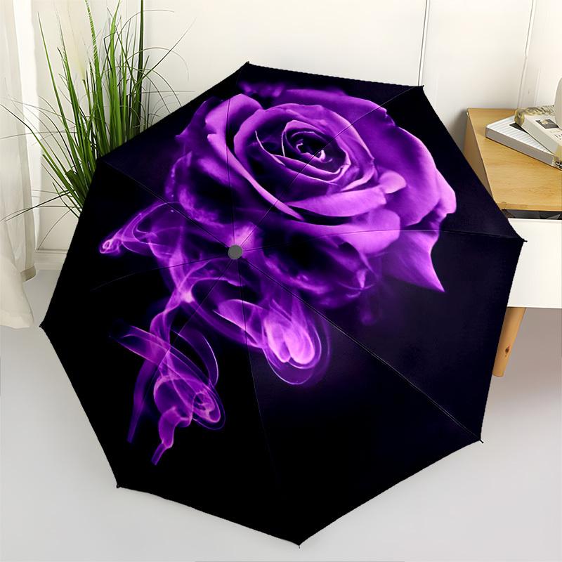 

Purple Rose Smoke Automatic Folding Umbrella Compact 8 rib Design,Unique Style,Suitable for Everyday Outdoor Use,Perfect Gift for Frien