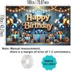 Nuxovilar Happy Birthday Banner Blue Gold Balloons String Lights Polyester Backdrop 43x70.86 Inches - Large Party Birthday Decorations for Photo