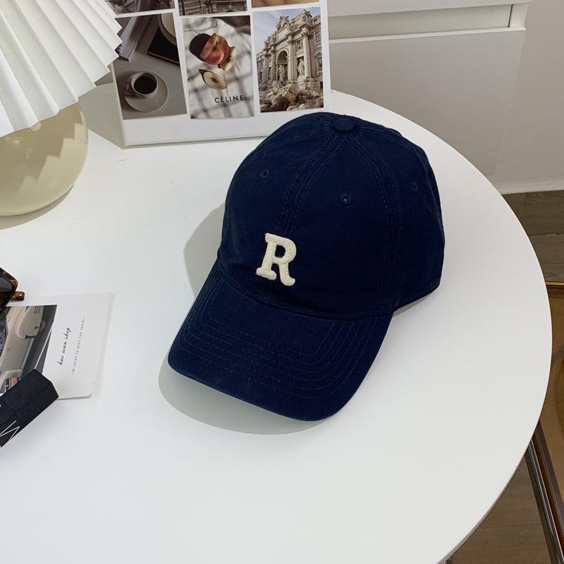 New Embroidery Letter R Baseball Cap Summer Solid Women Ponytail Hats Men Baseball Cap Cotton Outdoor Simple Visor Casual Cap