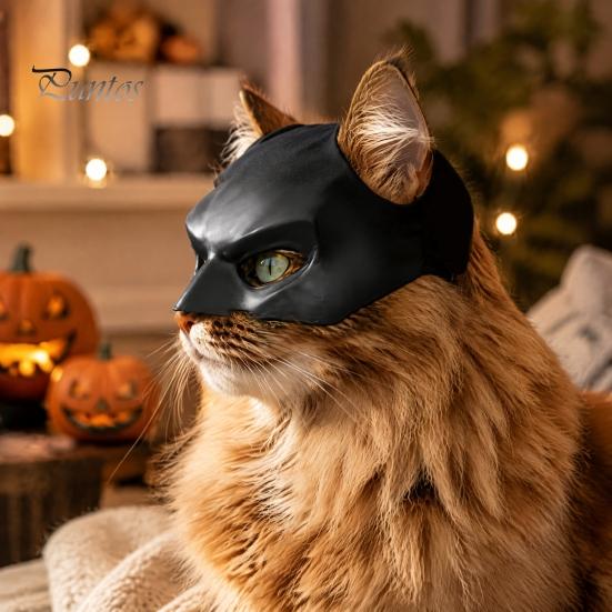 Comfortable Cat Face Mask Bat Mask, Funny Helmet, Hat Cosplay Costume, Adjustable Pet for Holiday Costume Gear Halloween Party Photo Props,