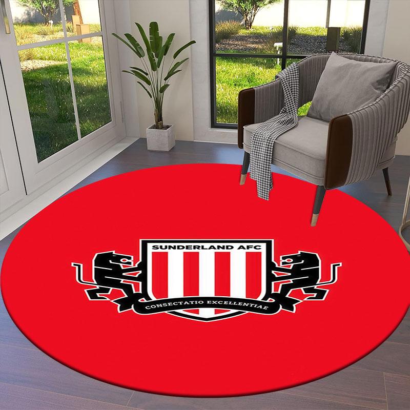 Sunderland Association Football Club Round Area Rug,Carpet Rug for Living Room Bedroom Sofa Playroom Decor,Non-slip Floor Mat