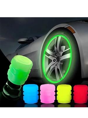 Tampas de válvula luminosas fluorescentes noturnas tampas de válvula de pneu de carro motocicleta bicicleta decoração brilhante bicos de roda tampa de pneu acessórios para carro
