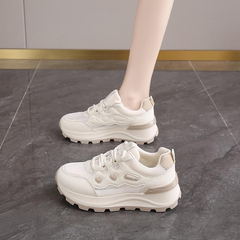 Fashion CRLAYDK Chunky Sneaker for Women Platform Tennis Fashion White Dad Shoes Mesh Breathable Casual Lace Up Walking Sport Trainers