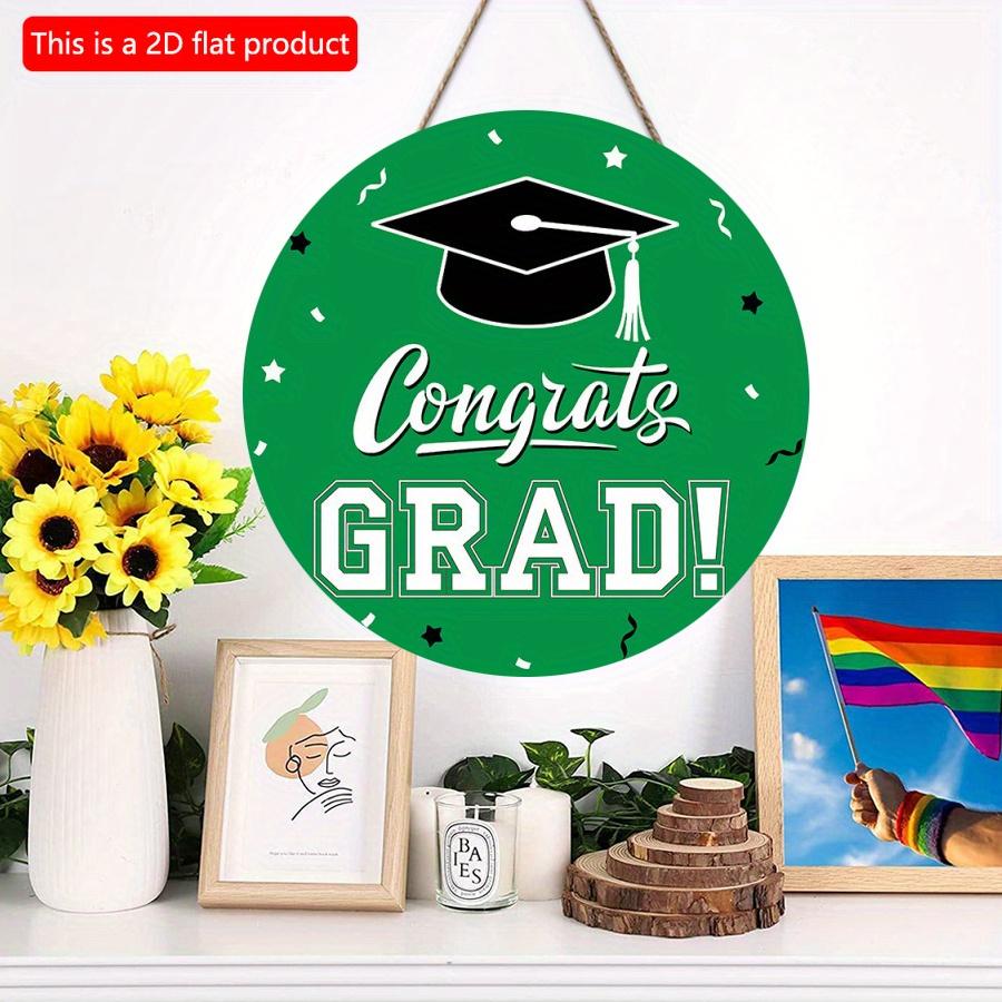 2D flat 20*20cm 1pc Graduation Cap pattern School Grad Party Green wooden Decor, Simple and atmospheric style good quality Congratulation Graduation