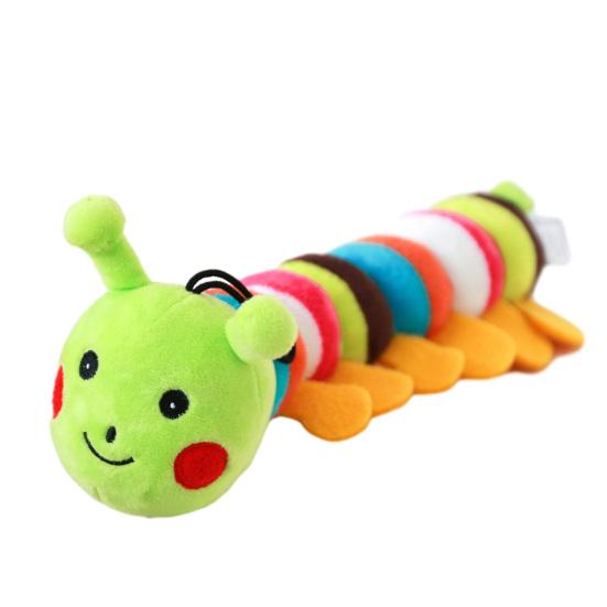Plush Caterpillar Pet Toy Interactive Squeaky Pet Toy for Small Medium Dogs Soft Stuffed Puppy Chew Toy for Teething зелёный