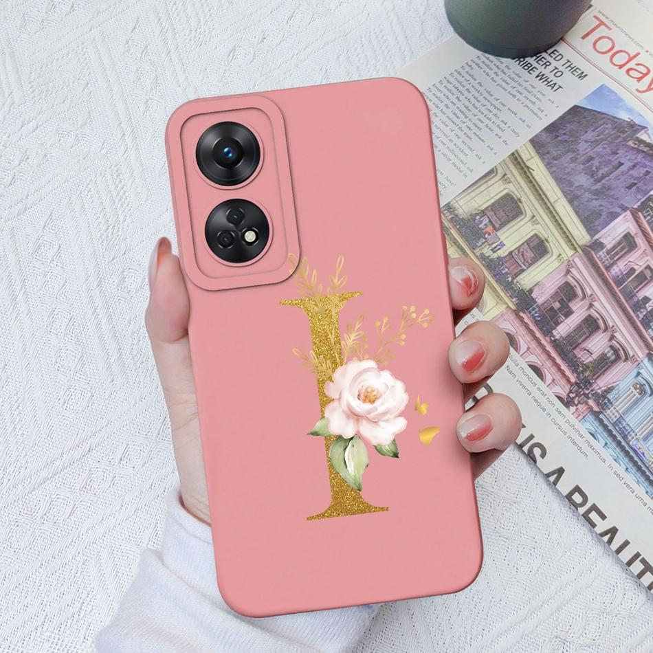 For Oppo Reno 8T 8Z Phone Case Personalized 26 Letter Liquid Silicone Anti Slip Black Cover For OPPO Reno8T 8 Z Lite Coque Funda